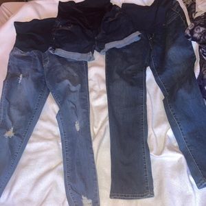 3 Pair Maternity Jeans Petite Size 31      A. Of Society/ IndigoBlue/ TimeandTru